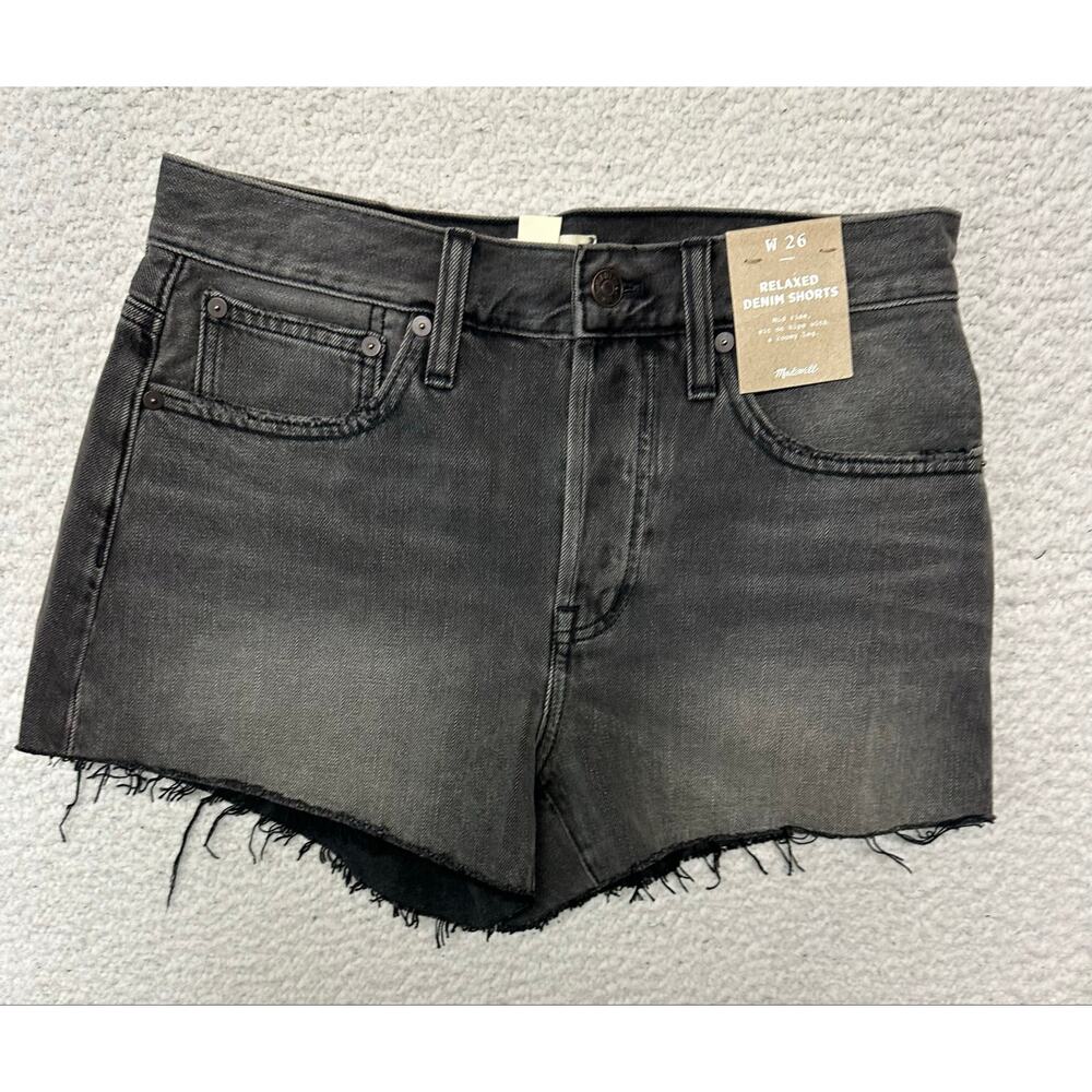 Madewell Black Washed Relaxed Denim Shorts